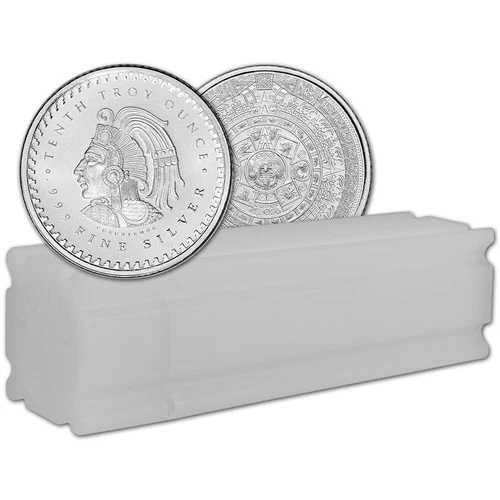 1/10オンス ゴールデンステートミント シルバーラウンド アステカカレンダー .999 純度 50枚入りチューブ|WORLD RESOURCE【QUEEN店】