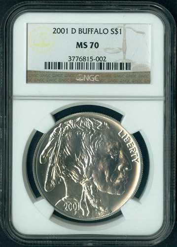 2001年 D バッファロー記念銀貨 $1 NGC MS 70 MS70 パーフェクト｜WORLD RESOURCE【QUEEN店】