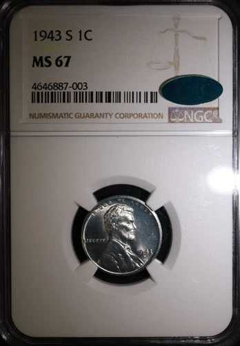 1943年Sミント リンカーン・スチールセント NGC MS67 CAC 明るい霜のような光沢|WORLD RESOURCE【QUEEN店】