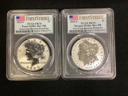 2023-S PCGS PR70 モーガン＆ピース・ダラー リバースプルーフ 2枚セット｜WORLD RESOURCE【QUEEN店】