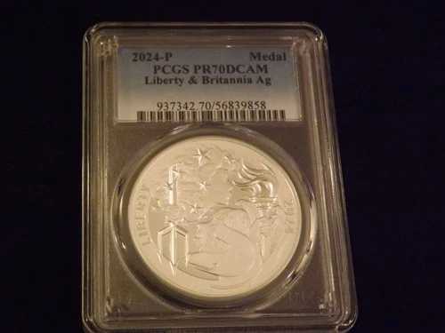 2024年Pミント シルバー リバティ ブリタニア メダル PCGS PR 70｜WORLD RESOURCE【QUEEN店】