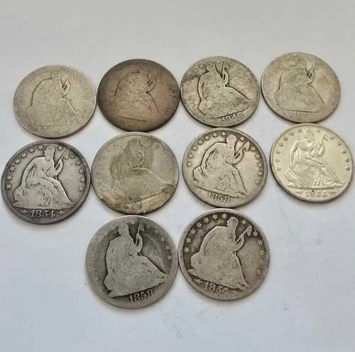 リバティ・シーテッド銀貨50セント硬貨10枚セット（1848年、1854年、1855年、1858年、1861年、1875年）｜WORLD RESOURCE【QUEEN店】