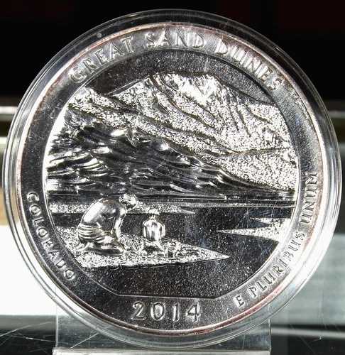 2014年 5オンス シルバー ATB グレートサンドデューンズ、コロラド州 コイン .999 シルバー カプセル付き !!｜WORLD RESOURCE【QUEEN店】