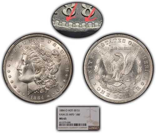 1884年Oミント 1ドル モルガン・ダラー - トップポップ ホット50 VAM-25 MPD "188" - NGC MS 65 - B3455｜WORLD RESOURCE【QUEEN店】