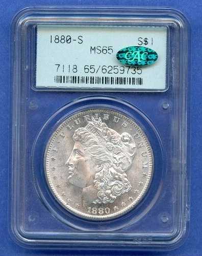 1880 S PCGS MS65 CAC モーガン銀貨 $1 米国造幣局 1880-S MS-65 Gen 2.1 OGH｜WORLD RESOURCE【QUEEN店】