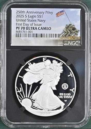 2025年 S プルーフ 1ドル 海軍 250周年記念 シルバーイーグル NGC PF70 UC 「国旗掲揚」｜WORLD RESOURCE【QUEEN店】
