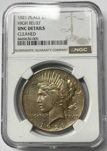 1921年 高浮彫り 1ドル銀貨 ピースダラー NGC UNC 詳細 クリーニング済み 重要日付｜WORLD RESOURCE【QUEEN店】