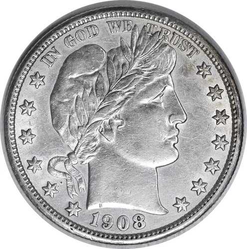 1908年 バーバー銀貨 ハーフダラー チョイス AU 未鑑定品 #200｜WORLD RESOURCE【QUEEN店】