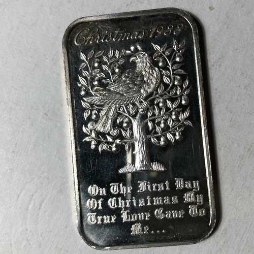1988年 マディソンミント クリスマス パートリッジ トゥルーラブ 1オンス .999シルバー アートバー｜WORLD RESOURCE【QUEEN店】