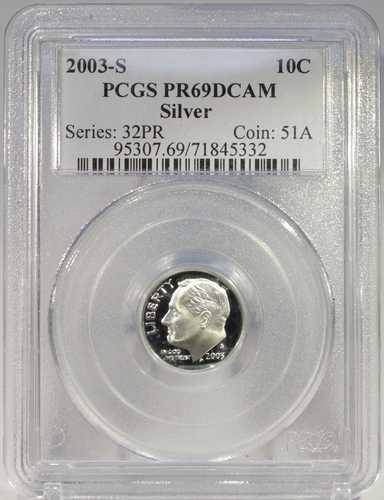 2003年Sミント ルーズベルトダイム 90%シルバー PCGS PR69DCAM｜WORLD RESOURCE【QUEEN店】