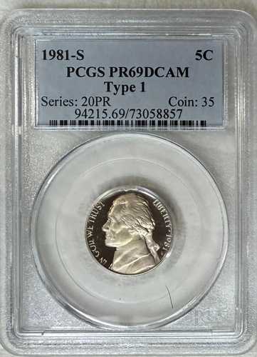 1981年 S 5セント プルーフ ジェファーソンニッケル タイプ1 PCGS PR69DCAM|WORLD RESOURCE【QUEEN店】