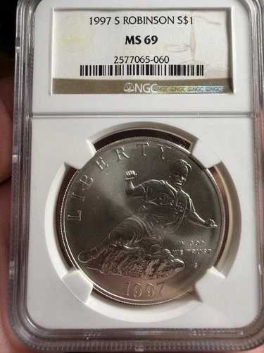 1997年 ジャッキー・ロビンソン 1ドル銀貨 NGC MS 69 記念コイン｜WORLD RESOURCE【QUEEN店】