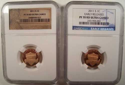 2011-S リンカーン 1C シールド NGC PF 70 RD UCAM+ PF 70 RD UCAM EARLY R 2 枚セット。｜WORLD RESOURCE【QUEEN店】