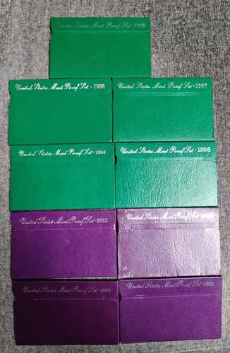 1990年～1998年発行の米国造幣局プルーフセット（鑑定書およびオリジナルパッケージ付き） - 合計9セット｜WORLD RESOURCE【QUEEN店】 42,240円