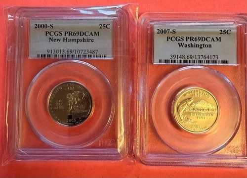 PCGS PR69DCAM 25セント硬貨 2枚セット 2007年S ワシントン州/2000年S ニューハンプシャー州｜WORLD RESOURCE【QUEEN店】