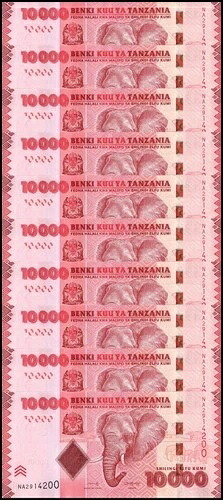 タンザニア 10000シリング、2020 ND、P-44c、UNC X 10 PCS|WORLD RESOURCE【QUEEN店】
