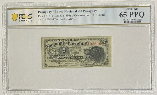 パラグアイ 1886 5 センタボス フエルテス P-S141a ? PCGS65 UNC トップ ポップ|WORLD RESOURCE【QUEEN店】