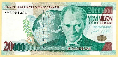 トルコ 20 000 000 TL ---接頭辞 K76 051384---ND 1970-2000 UNC (15 571)｜WORLD RESOURCE【QUEEN店】