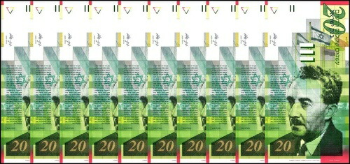 イスラエル 20 ニューシェカリム、2014、P-59d、UNC X 10 PCS｜WORLD RESOURCE【QUEEN店】
