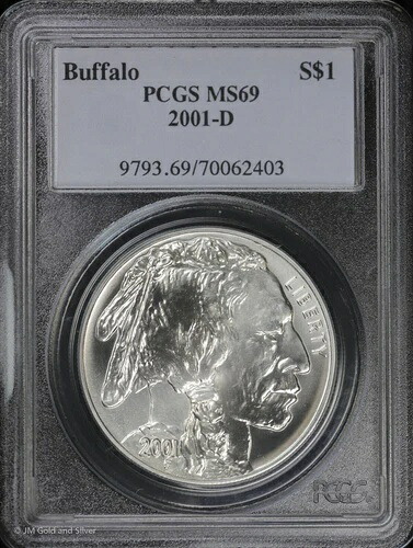 2001-D $1 アメリカンバッファロー コモンシルバーダラー PCGS MS 69 | 未使用 UNC BU|WORLD RESOURCE【QUEEN店】
