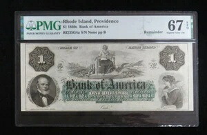 1860年代のプロビデンス・ロード・イズ・バンク・オブ・アメリカ旧式通貨PMG GEM UNC 67 EPQ|WORLD RESOURCE【QUEEN店】