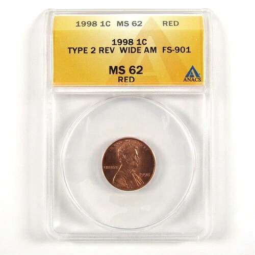 1998年式 タイプ2 Rev リンカーン記念館 1c MS 62 RD ANACS Unc SKU:CPC5512|WORLD RESOURCE【QUEEN店】