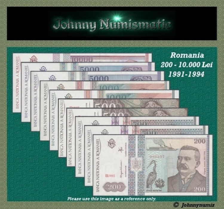 ルーマニア コンプリート セット 200-10.000 レイ UNC 1991-1994|WORLD RESOURCE【QUEEN店】