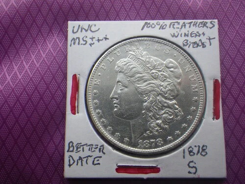 1878S モーガン シルバー $-UNC-MS++++ 非常に鮮明なディテール - 胸部と胸の羽根が完全!｜WORLD RESOURCE【QUEEN店】