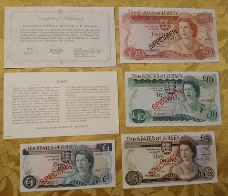 ジャージ コンプリート 4 スペシメン UNC 1978 000930 CS1 P 11-14 1,5,10,20 &pound; COA｜WORLD RESOURCE【QUEEN店】