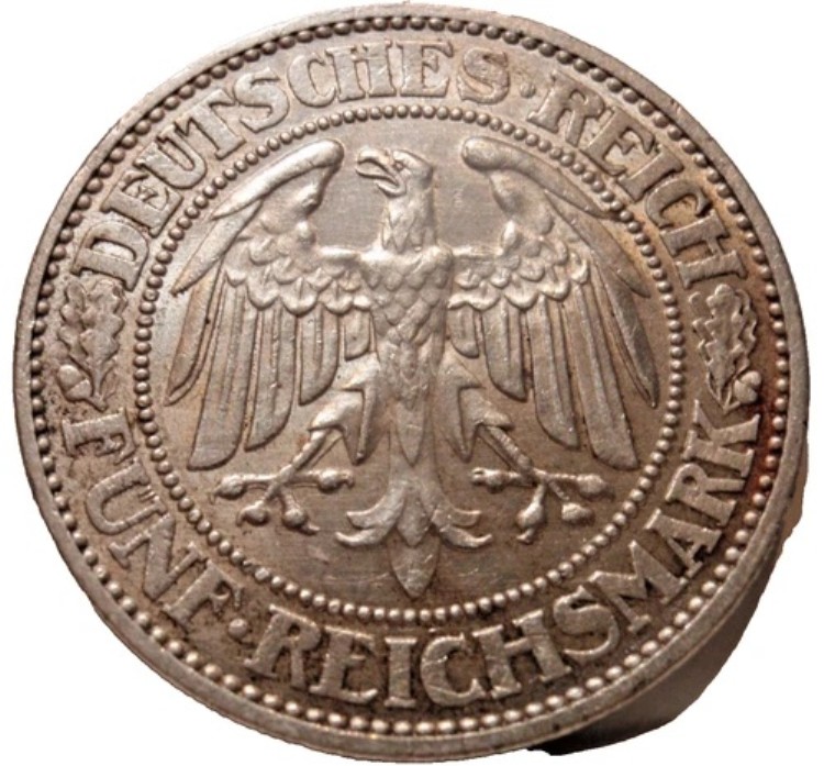 1932年 A シルバー 5マーク AU/UNC ドイツ ワイマール共和国 KM# 56 スクラッチ Lg 37mm｜WORLD RESOURCE【QUEEN店】