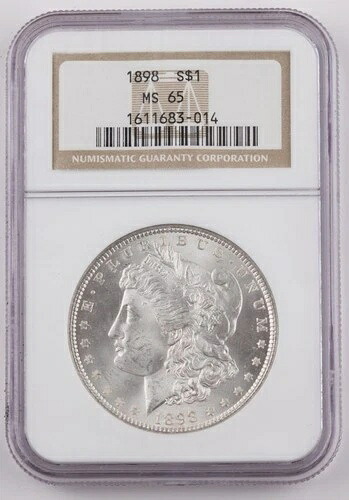 1898年 モルガン銀貨 US $1 MS65 NGC フィラデルフィア ホワイト BU UNC - 157b｜WORLD RESOURCE【QUEEN店】