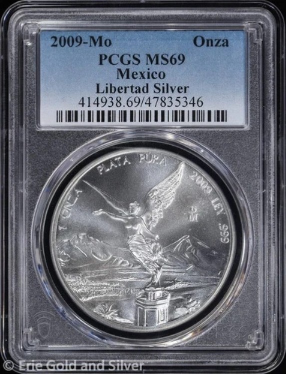 2009-Mo Onza メキシコ 1オンス シルバー リベルタッド PCGS MS 69 | 未使用 UNC BU｜WORLD RESOURCE【QUEEN店】