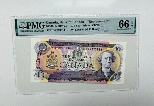 1971年 カナダ銀行 10ドル BC-49cA *DY 交換品 PMG-66 EPQ|WORLD RESOURCE【QUEEN店】