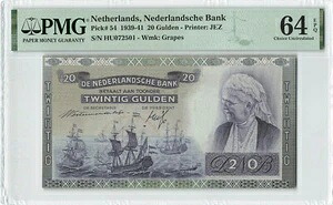 オランダ 20グルデン 1939-1941 (19.3.1941)、P-54、PMG 64 EPQ チョイス UNC、プリティ｜WORLD RESOURCE【QUEEN店】 67,155円