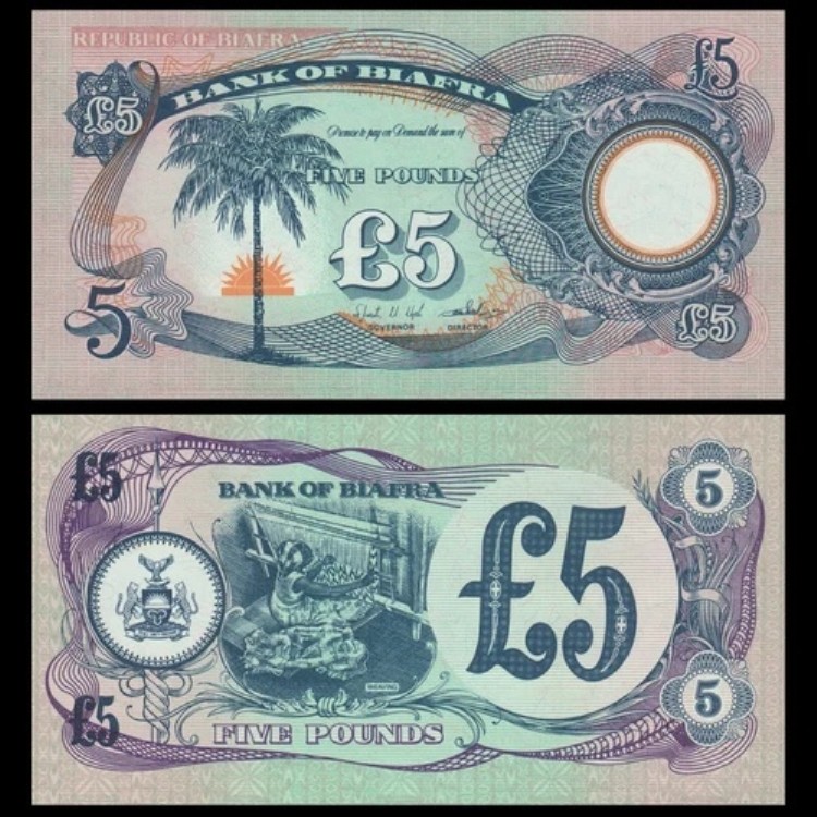 ビアフラ 5ポンド 1968 - 1969 P 6 b シリアル番号残りなし ジェム UNC｜WORLD RESOURCE【QUEEN店】