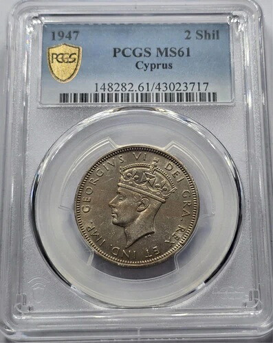 キプロス 2シリング硬貨 1947年 UNC KGVI PCGS MS61｜WORLD RESOURCE【QUEEN店】