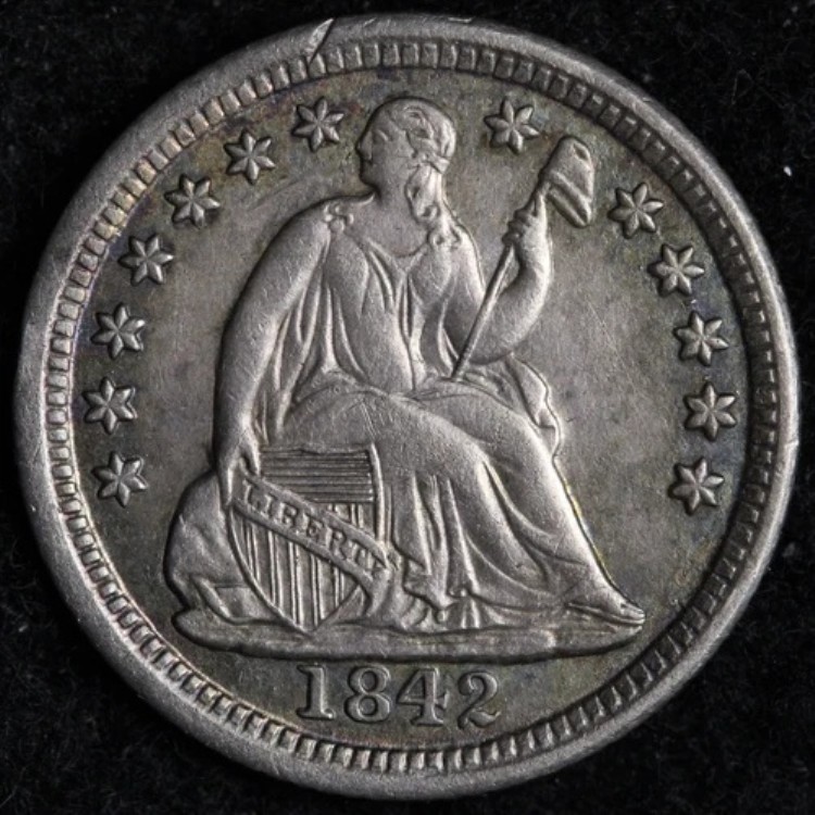 1842年 着席自由の女神像 シルバーハーフダイム UNC *未流通* MS E196 GYPL｜WORLD RESOURCE【QUEEN店】
