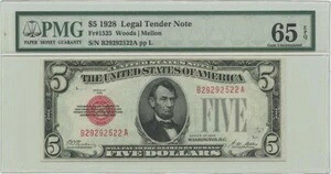 1928年 5ドル 法定通貨 FR#1525 PMG 65 Gem UNC EPQ｜WORLD RESOURCE【QUEEN店】