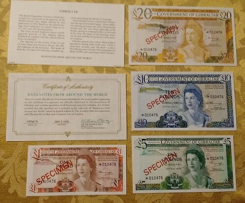 ジブラルタル コンプリート 4 標本 1975 010476 CS1 P-20- 23 UNC COA｜WORLD RESOURCE【QUEEN店】 61,710円
