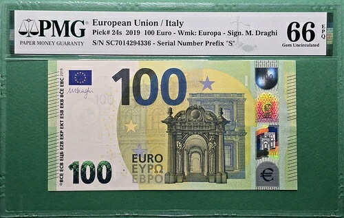 2019 欧州連合 / イタリア 100 EURO P# 24s PMG 66 EPQ GEM UNC｜WORLD RESOURCE【QUEEN店】