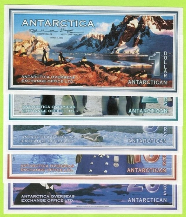 南極大陸 1ドル、2ドル、5ドル、10ドル、20ドル 1996年 UNC｜WORLD RESOURCE【QUEEN店】