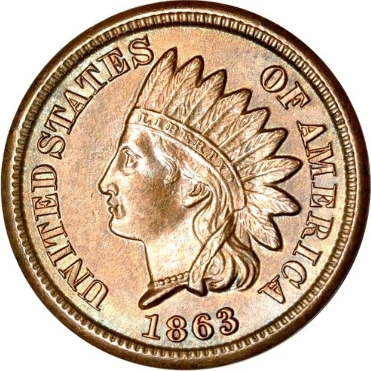 1863年 1C ドット・オン・リバティ・インディアン・ヘッド・セント UNC K18872｜WORLD RESOURCE【QUEEN店】
