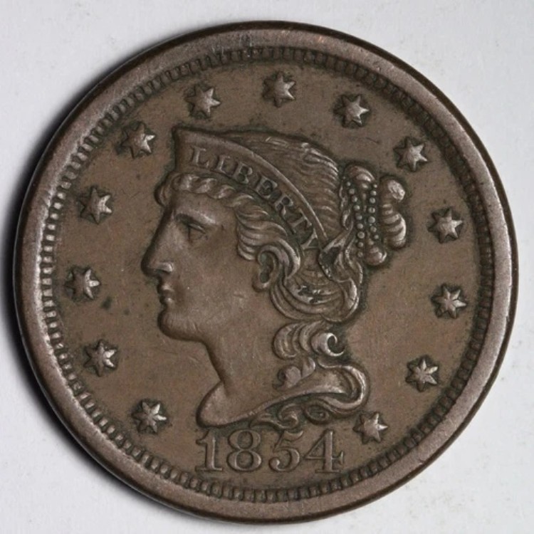 1854年製 編み込みヘア ラージセント UNC *未流通* MS E206 SCNK|WORLD RESOURCE【QUEEN店】