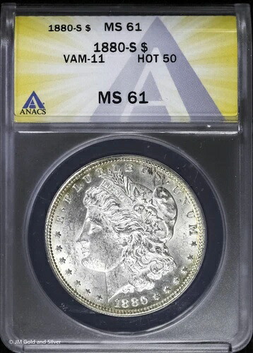1880/9-S 1ドル モルガン銀貨 ANACS MS 61 | Vam-11 ホット50 未流通 UNC｜WORLD RESOURCE【QUEEN店】