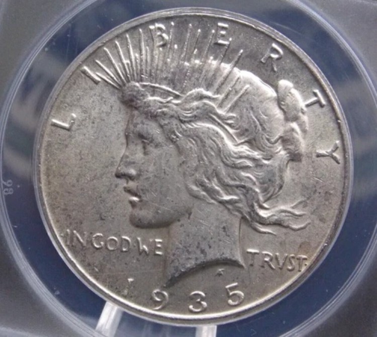 1935 年 "P" ピース シルバー ダラー $1 ANACS MS62 #982 Unc 未流通 ECC&C, Inc.｜WORLD RESOURCE【QUEEN店】