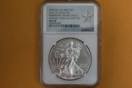 2012-W バーニッシュドシルバーイーグル NGC MS69 UNC(2012年年次ドルセット)|WORLD RESOURCE【QUEEN店】