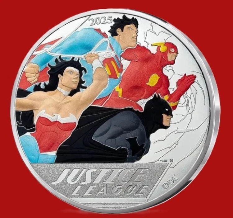 2025年フランス100ユーロDC COMICS JUSTICE LEAGUE シルバーUNCカラー オリジナルボックス入り｜WORLD RESOURCE【QUEEN店】