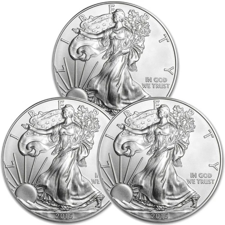 2015年 1ドル 米国造幣局 ブリリアント UNC 1オンス BU .999 純銀アメリカンイーグル 3枚セット|WORLD RESOURCE【QUEEN店】