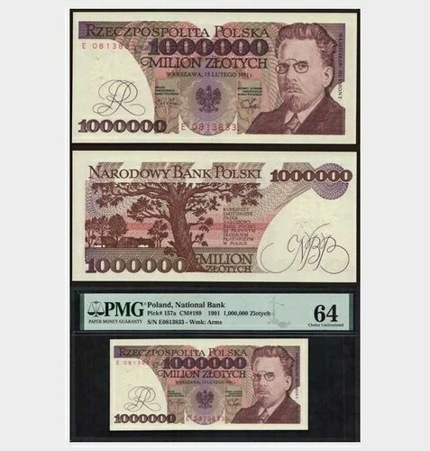 ポーランド - 1991 - 1,000,000 ズロティチ - PMG 64 - "UNC" #CO7849|WORLD RESOURCE【QUEEN店】