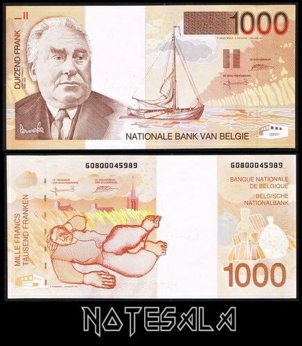 ベルギー ベルギー 1000 1,000フラン ND (1997) Pick-150 UNC S/N 60800045989｜WORLD RESOURCE【QUEEN店】